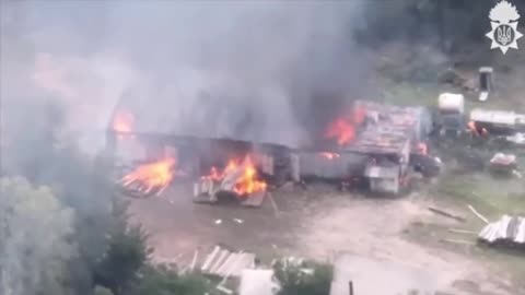 Targeting an ammunition depot of Russian forces in Luhansk