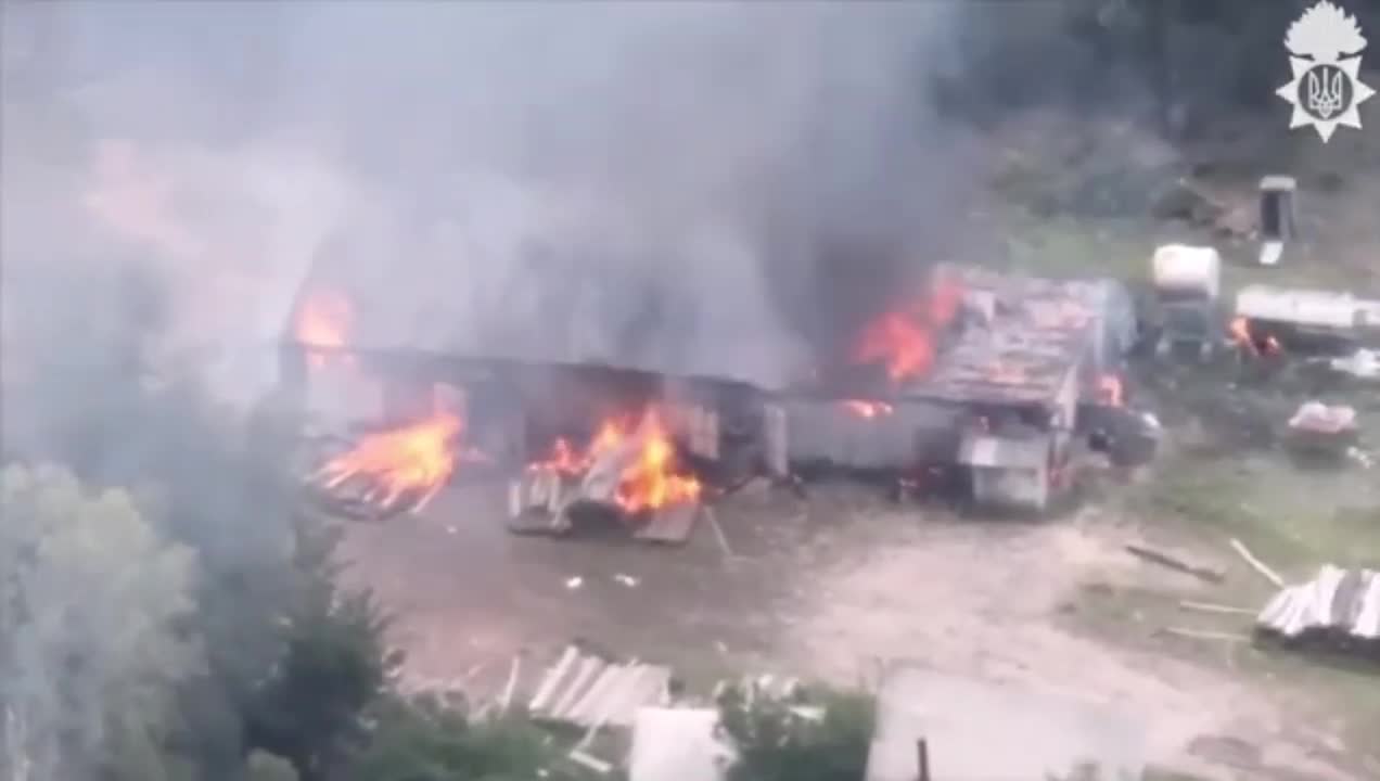 Targeting an ammunition depot of Russian forces in Luhansk