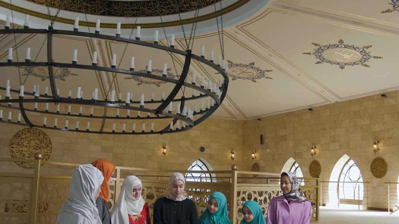 Group of Women and Girls Leaving a Mosque