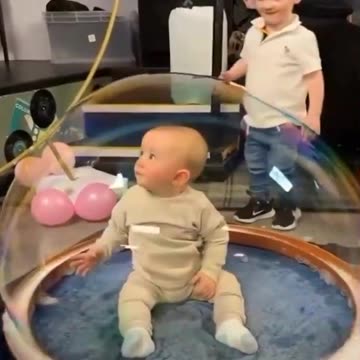 So Cute! Baby In A Giant Bubble