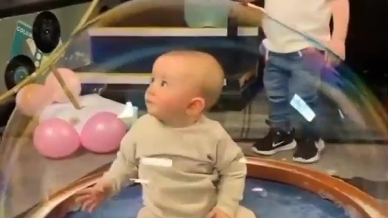 So Cute! Baby In A Giant Bubble