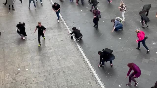 Free Money Falls in Berlin Mall