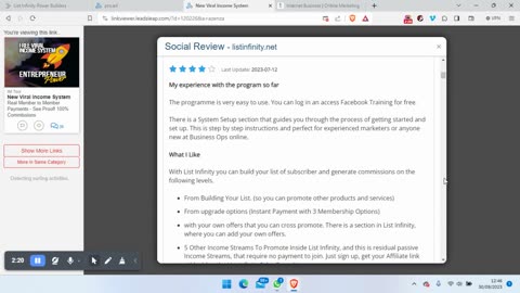 Free Viral Income System List Infinity 5 Star Reviews