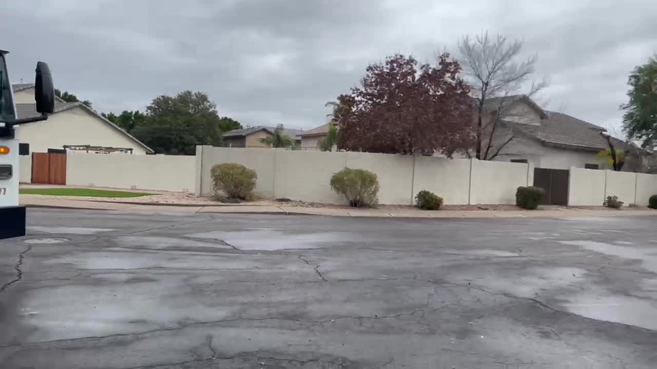 4 Town of Gilbert garbage trucks doing post Xmas trash in the same Neighborhood!