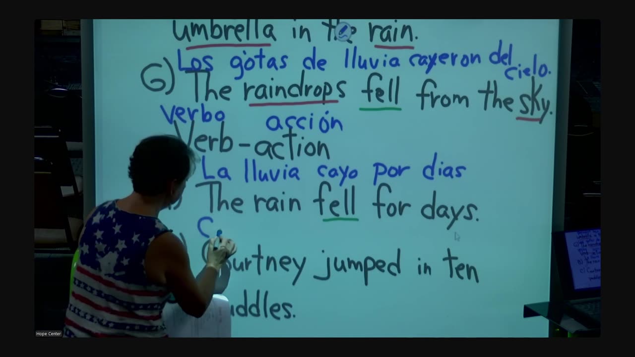 English class 7/10/2024 Nouns, verbs, adjectives Sustantivos, verbos, adjetivos.