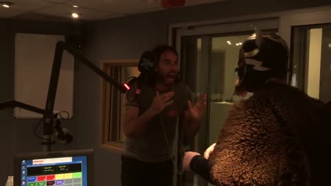 Russell brand Belly bounced by viking luchador