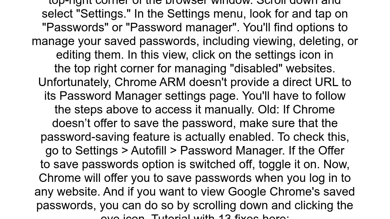 How to Save a Password in Chrome Mac ARM64 on a Website that Previously Ignored Password Saving