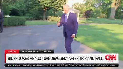 Joe Biden: "I got sandbagged" after he tripped and fell