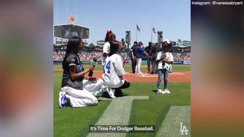 Kobe Bryant's daughter throws a pitch at LA Dodgers game e-mail 0