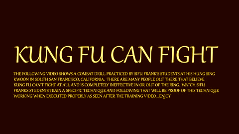 Kung Fu. Is it effective for fighting? - by Sifu Frank