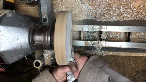 woodturning a pewter shavings dish14