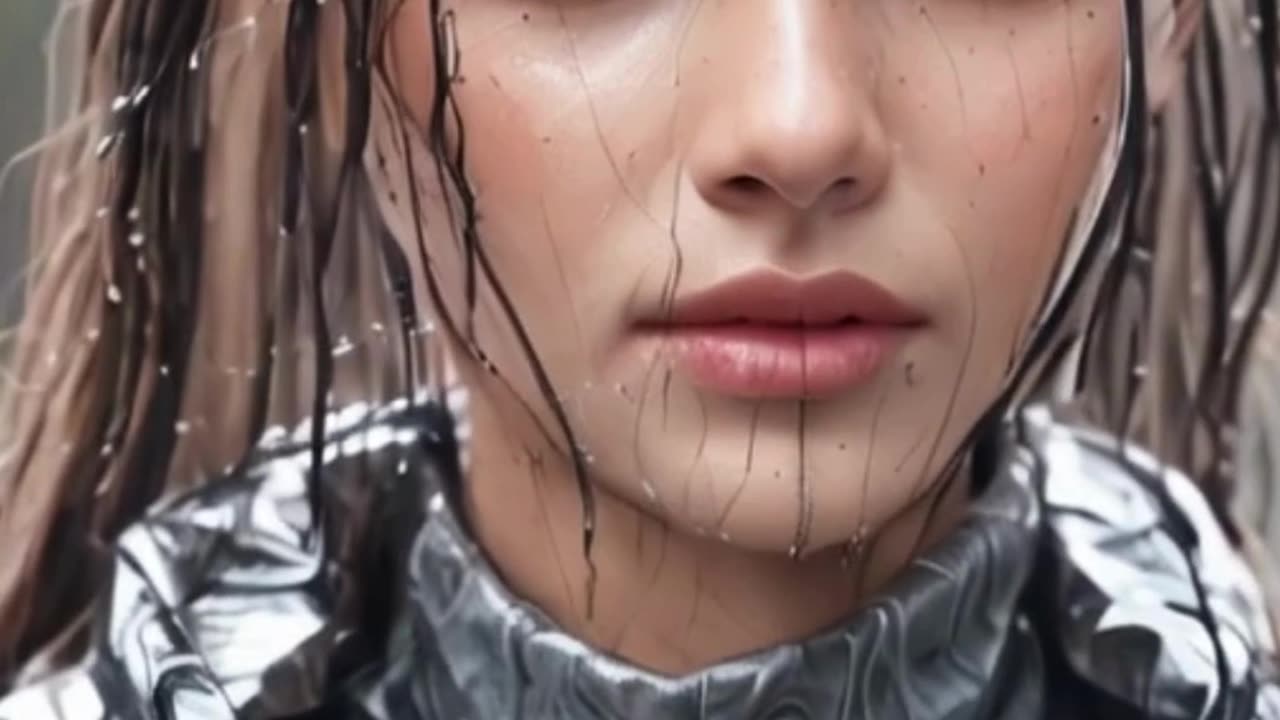 Girl is standing in the rain