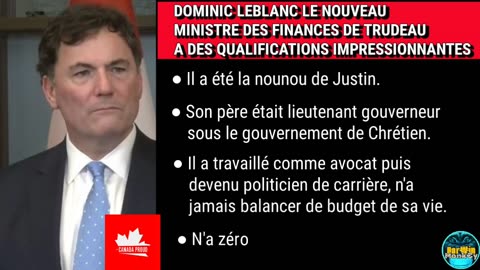 Dominic Leblanc nouveau ministre des finances Bref C.V.😬🙄😒