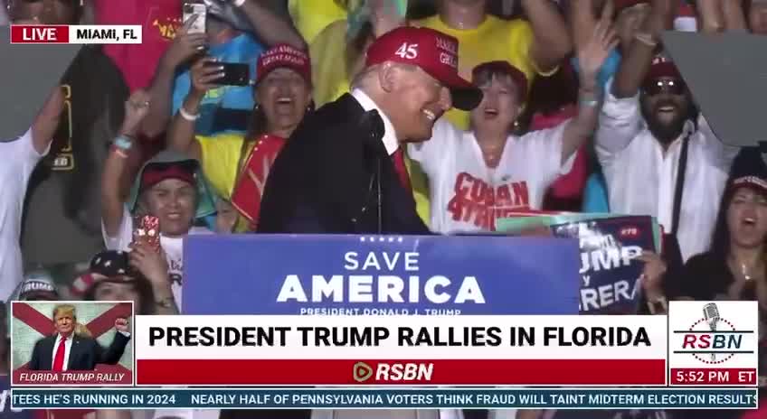 November 6, 2022 President Trump Miami, Florida "We are a nation that loves to be rained upon."