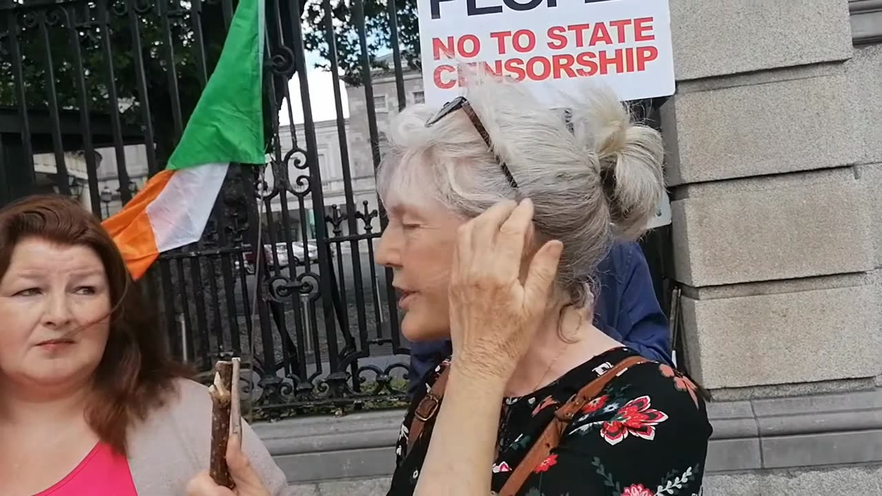 Like minded people at Leinster House standing for free speech Julie Phibbs & Jer Aylward 21-06-23