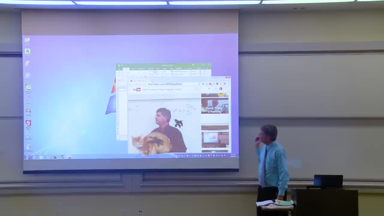 Math Professor Fixes Projector Screen (April Fools Prank)