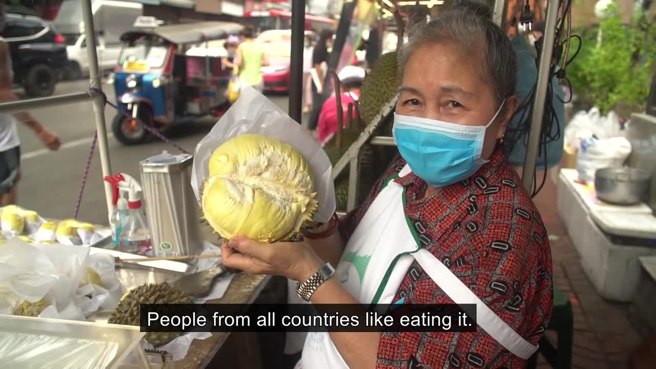 The famous durian shop in Chinatown of Thailand