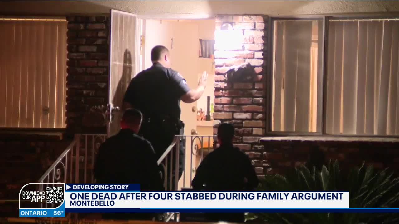 1 dead after 4 stabbed during family argument in Montebello