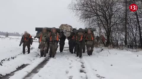 Ukrainian army preparing for battle in snowy and difficult weather conditions