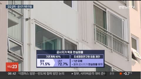 내년 공시가격 현실화율 동결…1년 유예 뒤 개편 추진 / 연합뉴스TV (YonhapnewsTV)