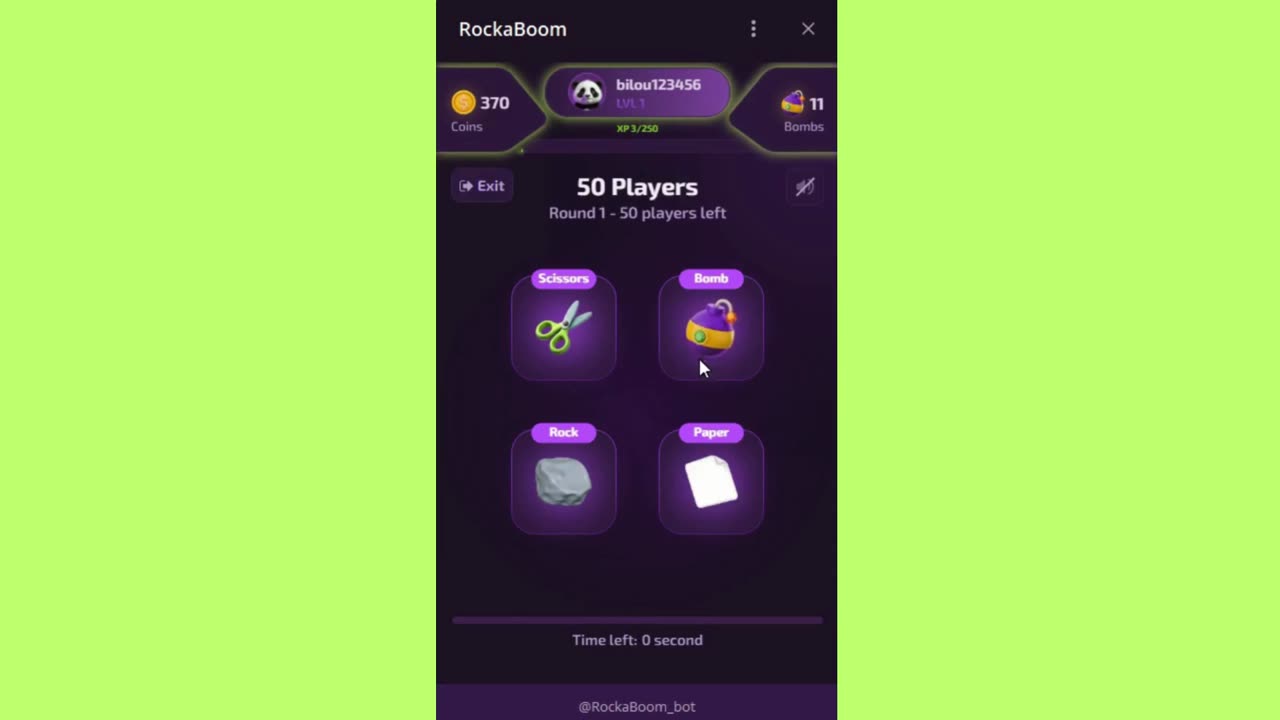 new mining mini app bot telegram rockaboom