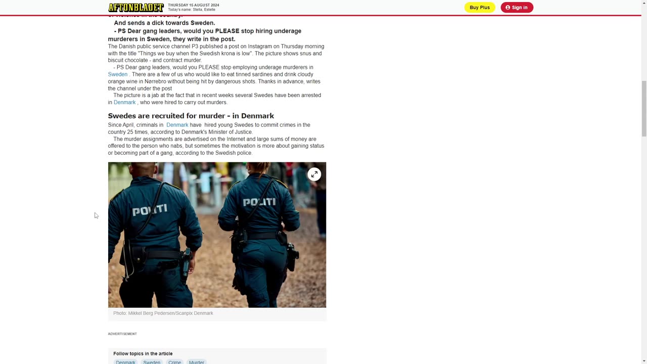 Danish Public Service MOCKS Sweden In A Instagram Post Over The Immigrant VIOLENCE In The Country
