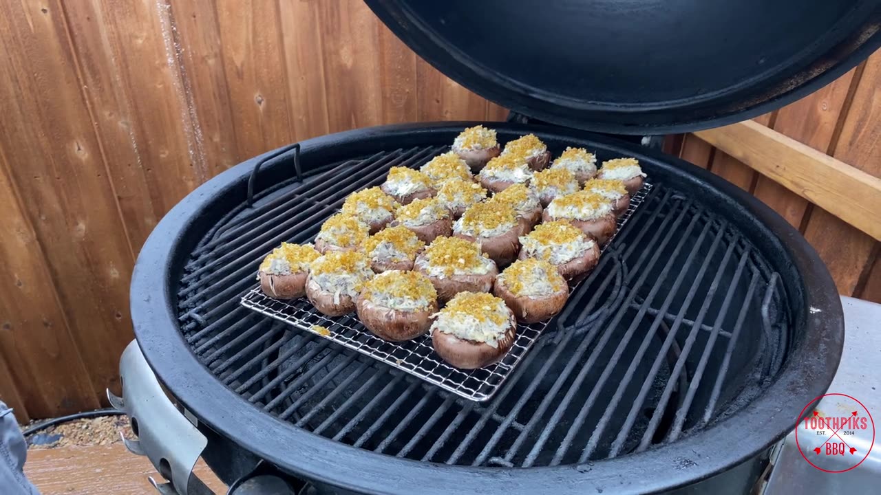 Crab Stuffed Mushrooms _ On the Grill _ Toothpiks BBQ