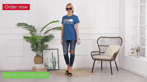 Fisoew Women's T-Shirt A World Where You Can Be Anything Be Kind Cute