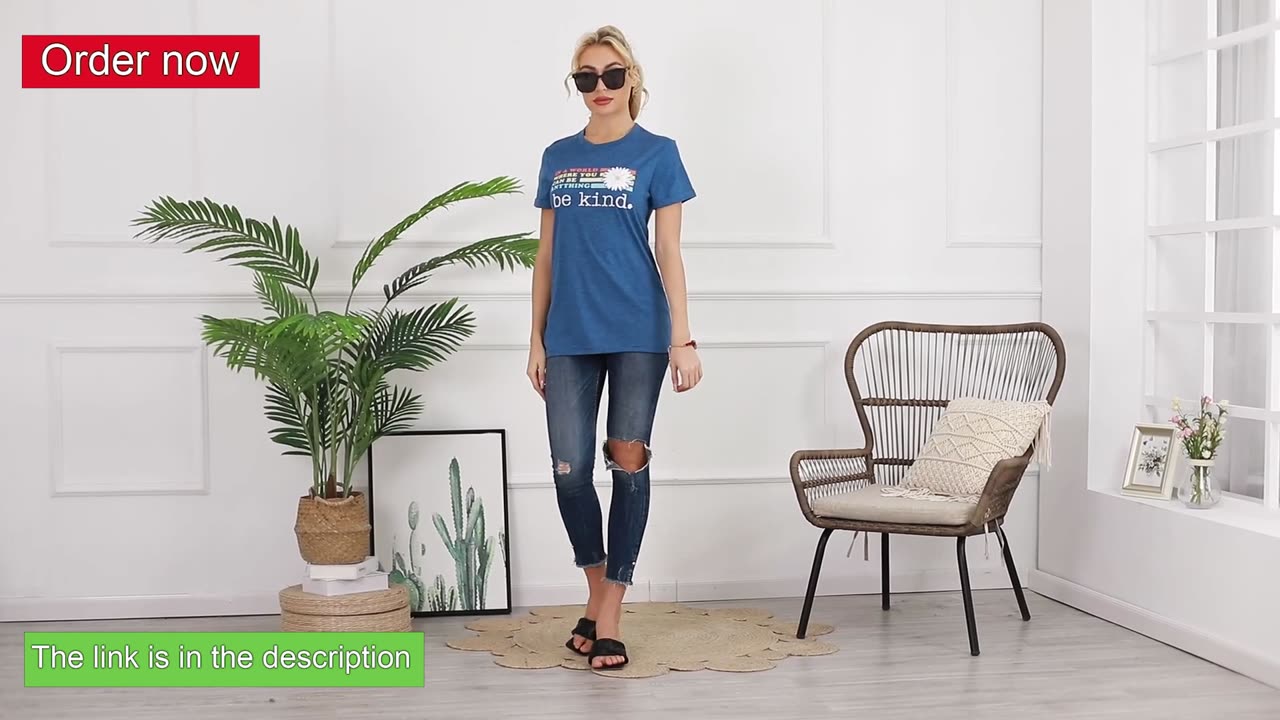 Fisoew Women's T-Shirt A World Where You Can Be Anything Be Kind Cute