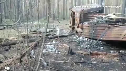 Video said to show bodies of Ukrainian men executed by Russian occupiers