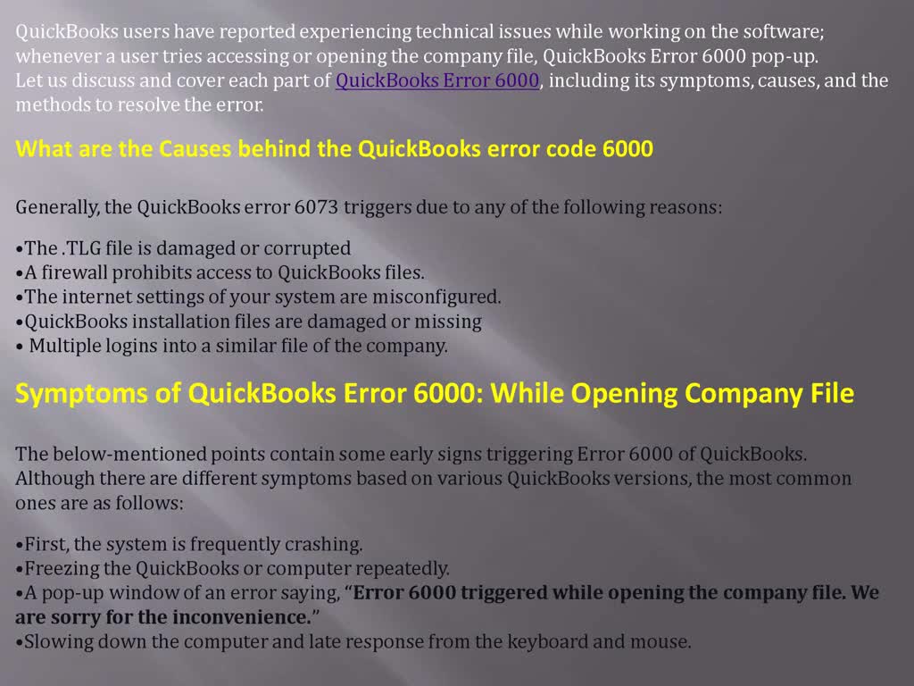 How to Fix QuickBooks Error 6000? (When Opening a Company File)?