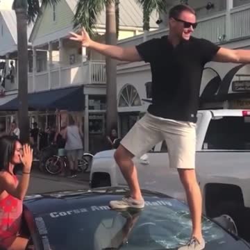 WHEN STUNTING GOES WRONG MAN JUMPS ON LAMBO