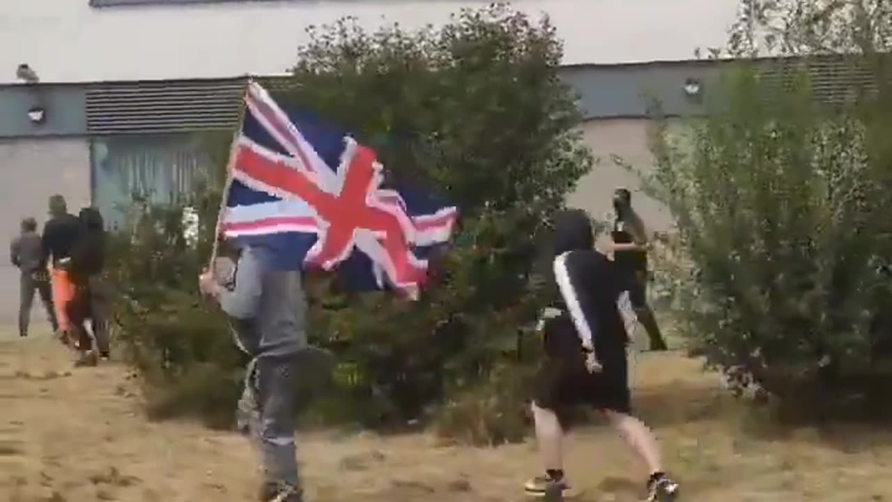 Brits storm "migrant" shelter in Rotherham England.