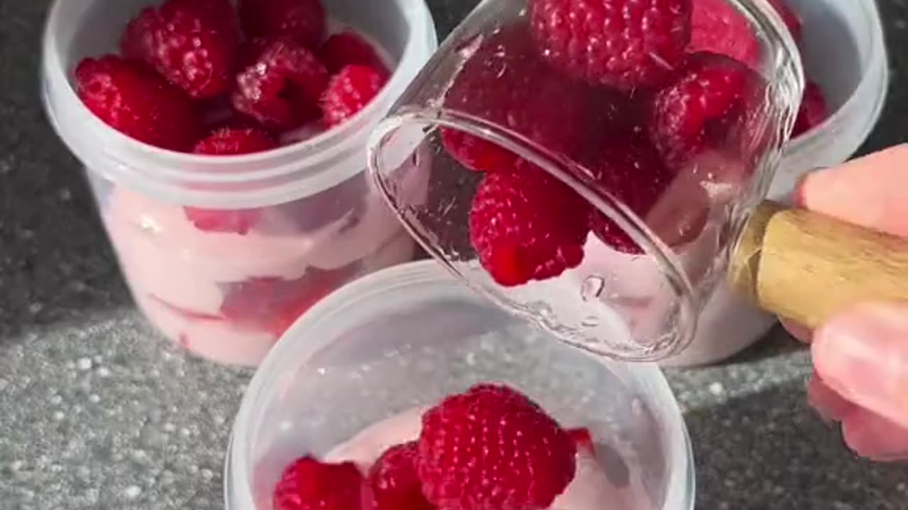 Making a delicious strawberry dessert .