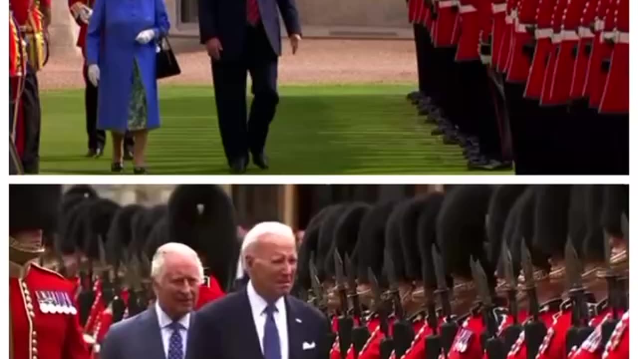 REMEMBER WHEN THEY MADE A BIG DEAL ABOUT TRUMP AND THE QUEEN WALKING BEHIND TRUMP?