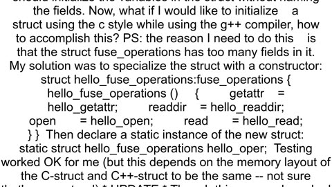 How to initialize a struct using the c style while using the g compiler