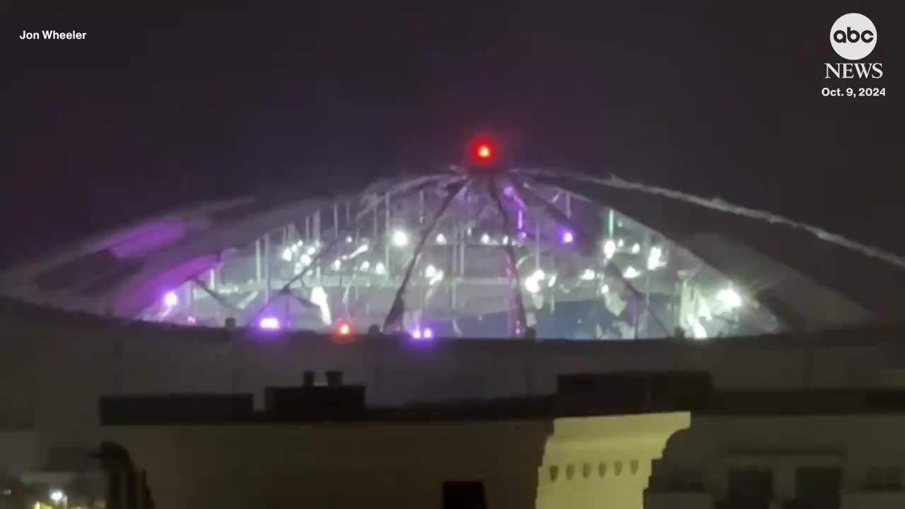 Part Of Tropicana Field Stadium Roof In St. Petersburg Was Torn Off