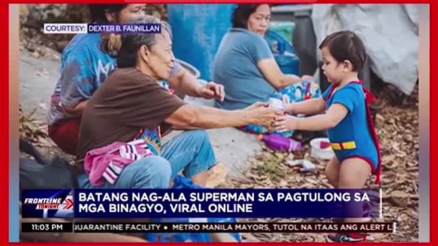 Batang nag-ala Superman sa pagtulong sa mgabinagyo, viral online