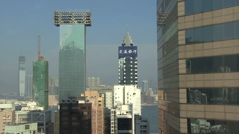 Hong Kong buildings from window