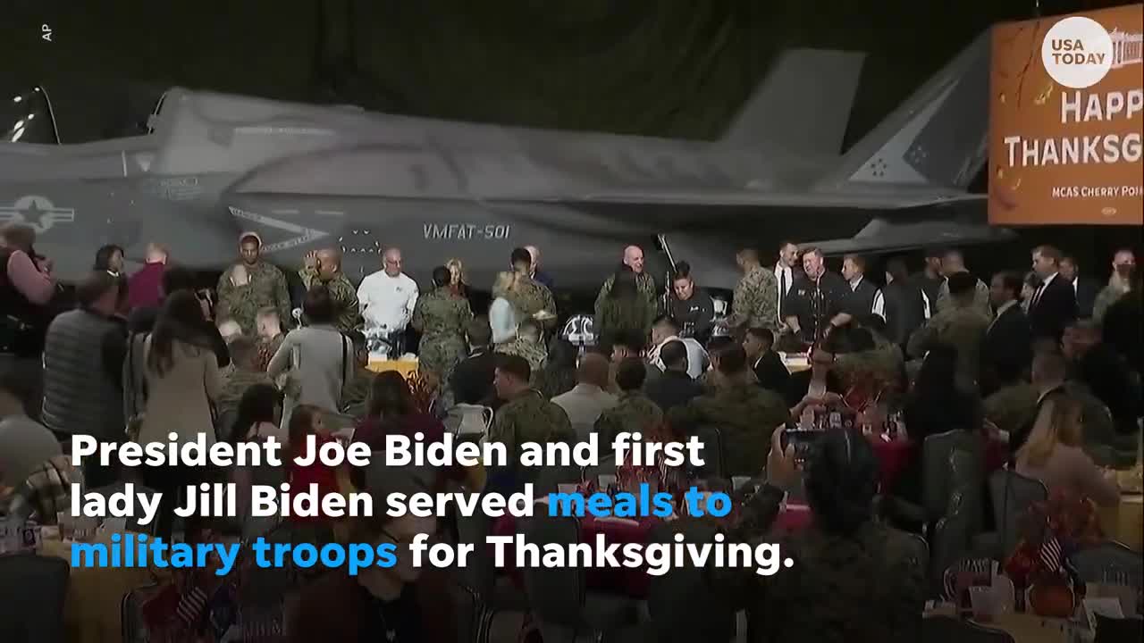 Joe Biden enjoys Thanksgiving meal with troops in North Carolina USA TODAY
