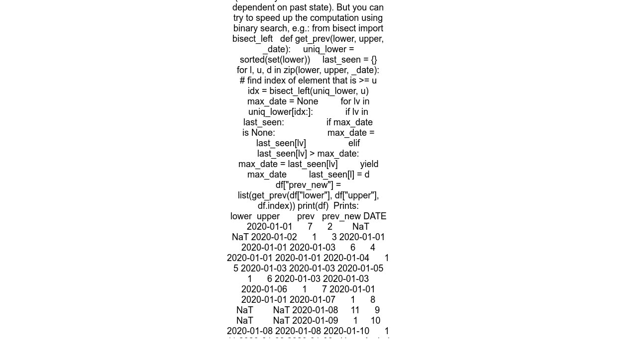 Pandas Create new column that contains the most recent index where a condition related to the curre