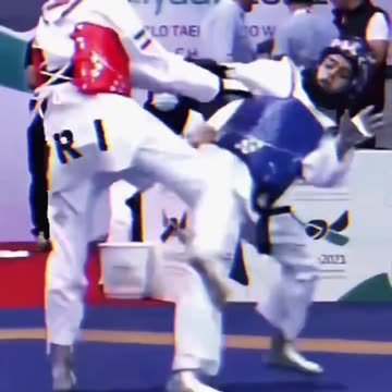 Taekwondo fighters perform a face kick with clarity 🥊💥🥋