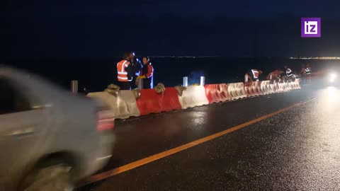 Shots of restoration work on the Crimean bridge