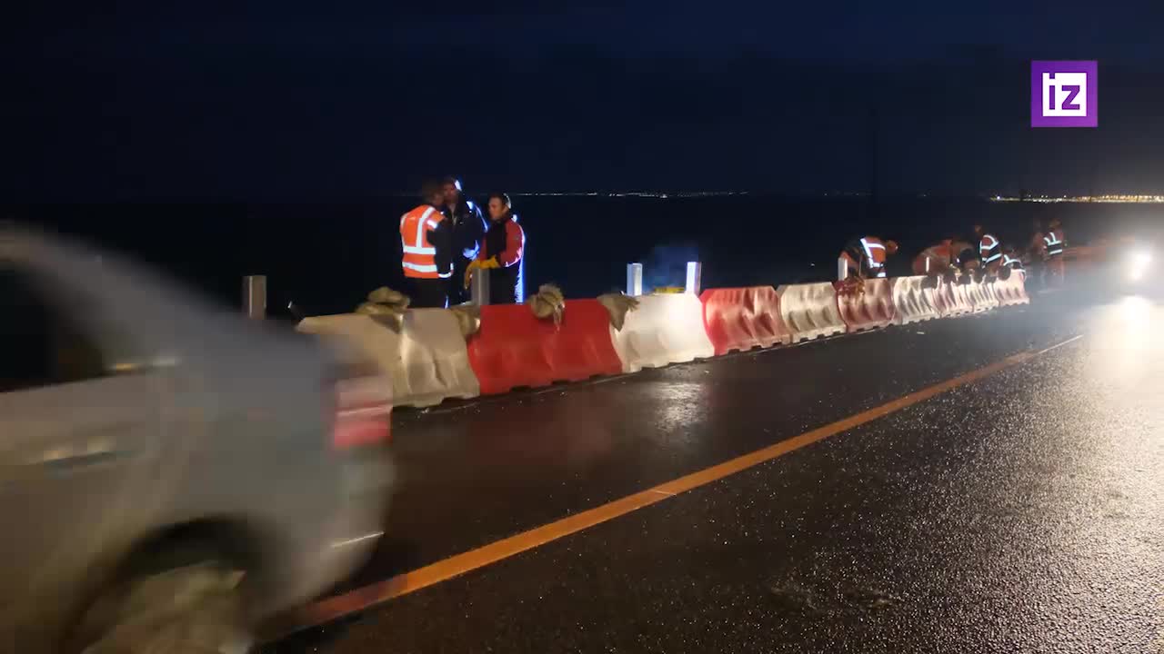 Shots of restoration work on the Crimean bridge