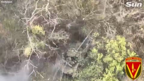 Three Russian tanks explode in flaming inferno after Ukrainian artillery strike