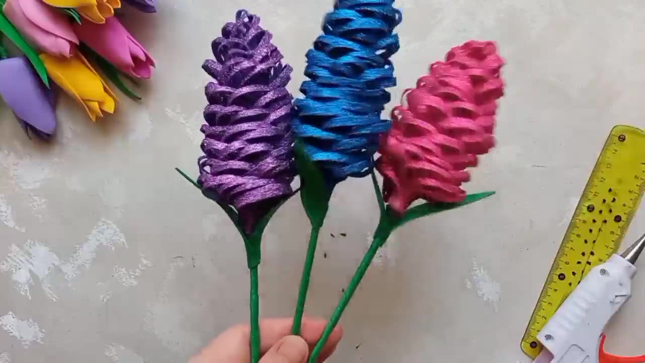 How to make beautiful flowers from glitter foamiran