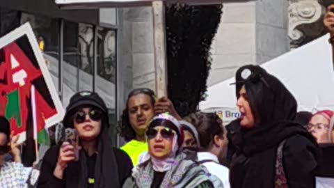 "FLOOD New York City FOR PALESTINE" at the New York Stock Exchange. 2of2