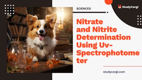 Nitrate and Nitrite Determination Using Uv-Spectrophotometer - Research Paper Example