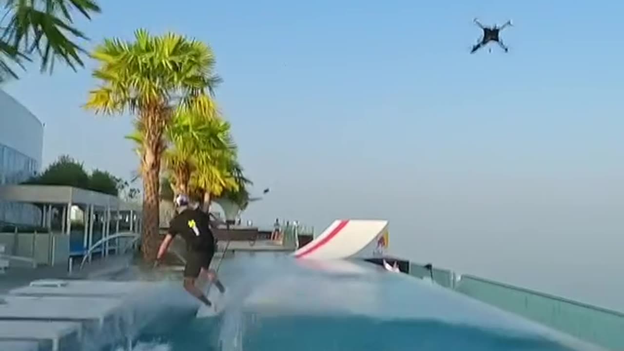 because jumping *into* the pool is so mainstream 🏄♂️