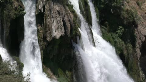 The view of the waterfall is very beautiful